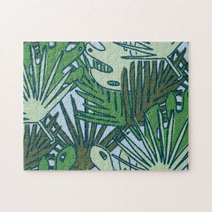 Puzzle Mignonne moderne vert Feuille Tropical Motif