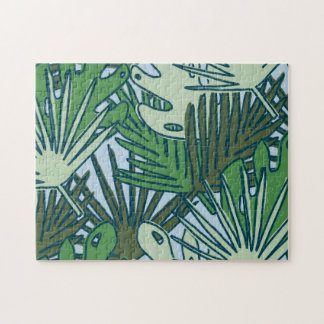 Puzzle Mignonne moderne vert Feuille Tropical Motif