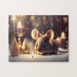 Puzzle Mignonne souris fête Noël