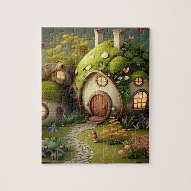 Puzzle Mignons Imaginaires Fairy Maisons Arrière - plan (Vertical)