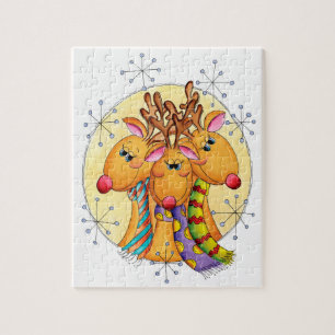 Puzzle Mignons rennes de Noël portant des écharpes avec d