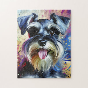 Puzzle Miniature Schnauzer sel Poivre Chien Acrylique Imp