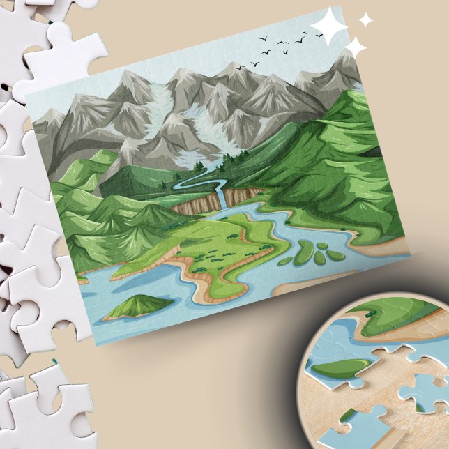 Puzzle minimaliste nature | Cadeau pour famille (Nature Minimalist Jigsaw Puzzle | Handcrafted, Eco-Friendly Gift for Birthdays, Anniversaries)