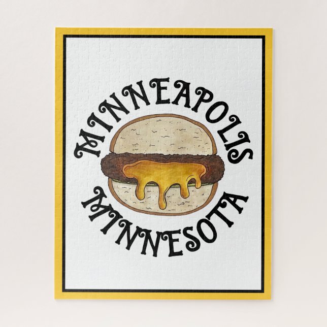 Puzzle Minneapolis Minnesota MN Juicy Lucy Cheese Burger (Vertical)