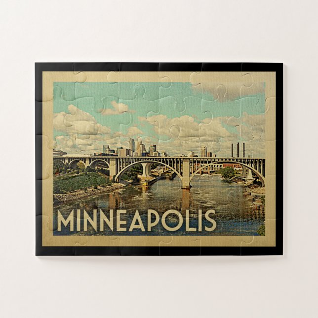 Puzzle Minneapolis Minnesota Vintage voyage (Horizontal)