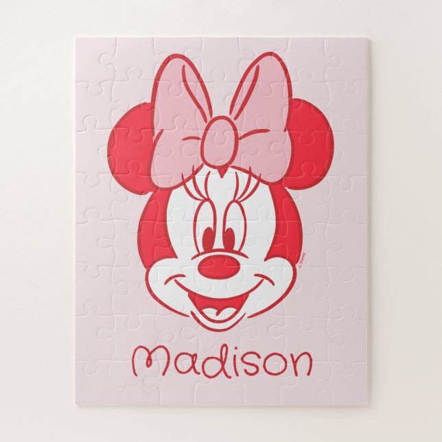 Puzzle Minnie Mouse douce visage à l'arc ligne artistique (Vertical)