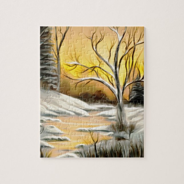 Puzzle Mirage d'or d'hiver de bouleau (Vertical)