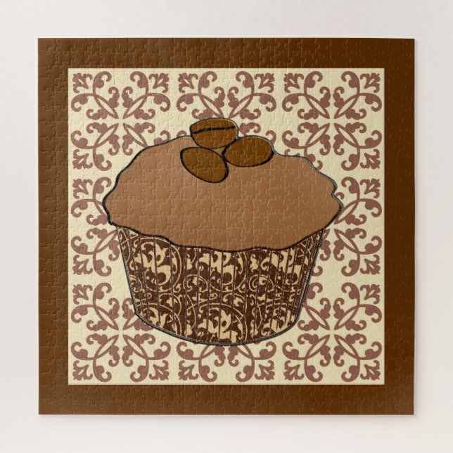 Puzzle Mocha / Café Frosted Cupcake, Arrière - plan dente (Vertical)