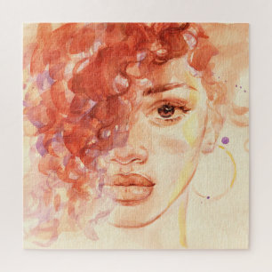 Puzzle Mode afro-américaine, aquarelle illustration.