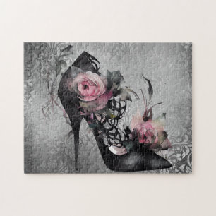 Puzzle Mode gothique Stiletto talon avec Roses rose mauve