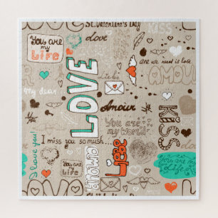 Puzzle Modèle de doodle de citations d'amour