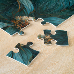 Puzzle Modèle turquoise et or floral