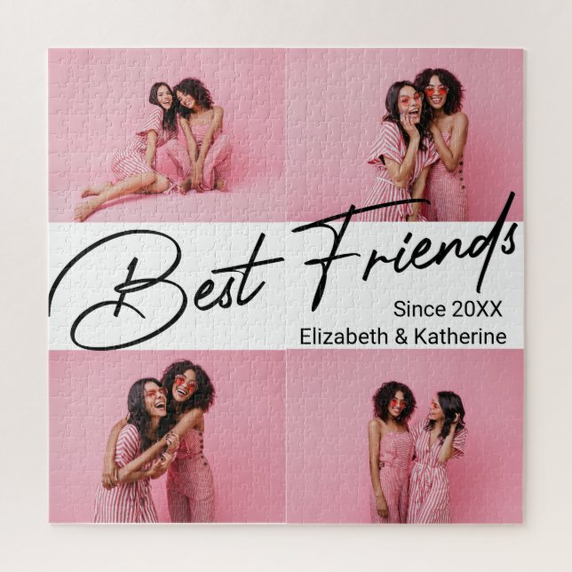 Puzzle Modern Best Friends 4 Photo Collage Cadeau (Vertical)