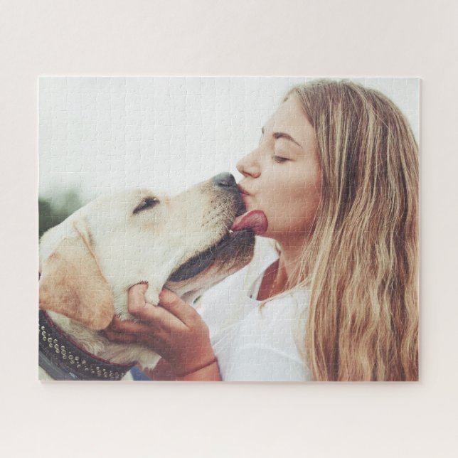 Puzzle Modern Custom Photo Dog Kisses (Horizontal)