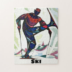 Puzzle Modern Skier in Colorful Sweater