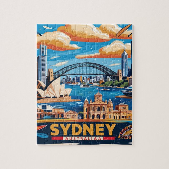 Puzzle Modern Sydney Australie Travel Art Vintage (Vertical)