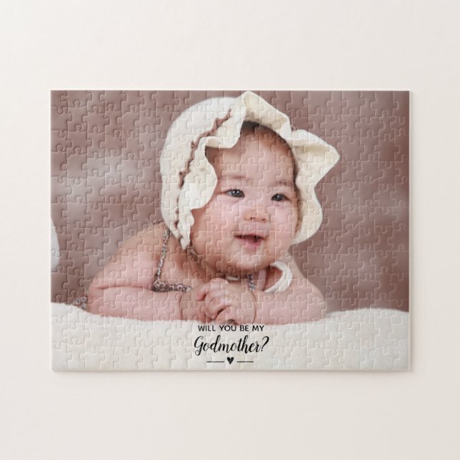 Puzzle Modern Will You Be My Godmère Photo (Horizontal)