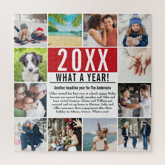 Puzzle Moderne 12 Photo Collage Famille Année En Revue  (Vertical)
