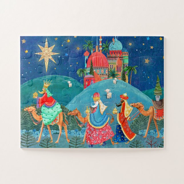 Puzzle Moderne Bleu Trois Rois Sages Hommes (Horizontal)