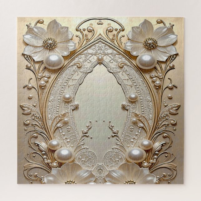Puzzle moderne de fleurs blanches perles (Vertical)