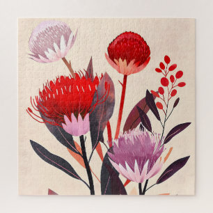 Puzzle Moderne Minimaliste Boho Floral Botanique