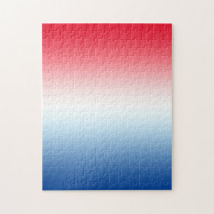 Puzzle Moderne ombré rouge blanc et bleu vif