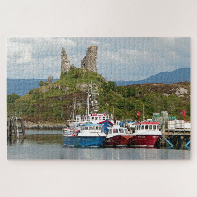 Puzzle Moil Castle et bateaux de pêche, Ecosse (Horizontal)