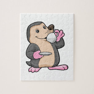 Puzzle Mole avec coupe de café et soucoupe