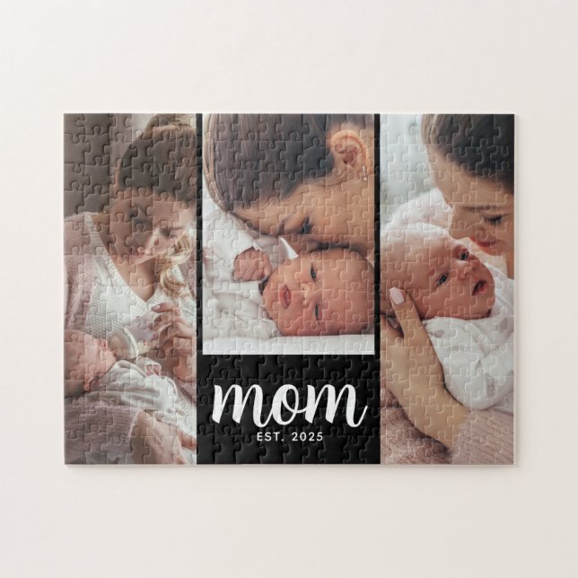Puzzle Mom Established Modern Script 3 Photo (Horizontal)
