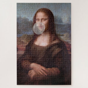 Puzzle Mona Lisa soufflant du chewing-gum gris