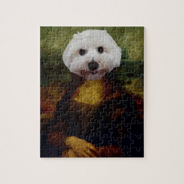 Puzzle Mona Maltese Mona Lisa Dog Peinture (Vertical)