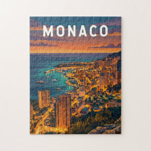 Puzzle Monaco Illustration Voyage Art Vintage