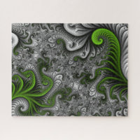 Monde Fantastique Art Fractal Abstrait Vert Et Gri