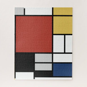 Puzzle Mondrian Peinture Rouge Plane Jaune Noir Gris Bleu