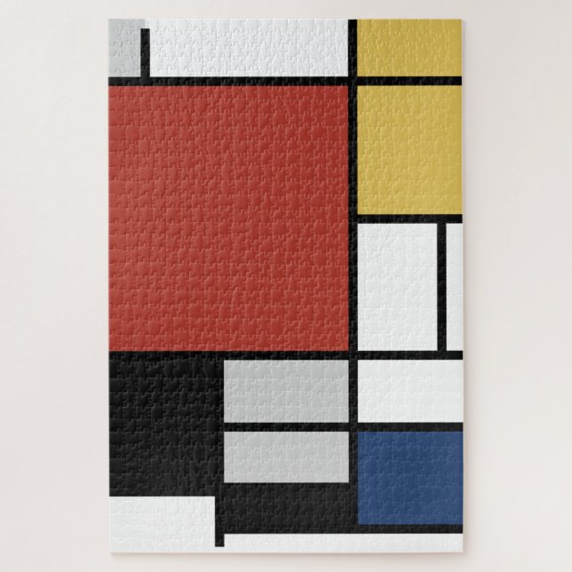 Puzzle Mondrian Peinture Rouge Plane Jaune Noir Gris Bleu (Vertical)
