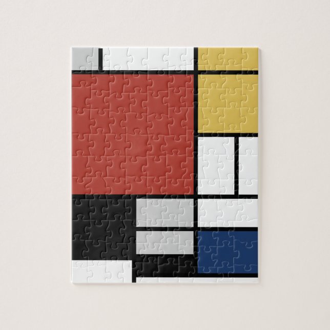 Puzzle Mondrian Peinture Rouge Plane Jaune Noir Gris Bleu (Vertical)