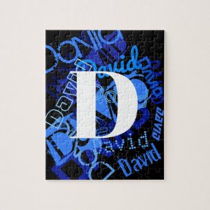 Puzzle Monogramme bleu créatif