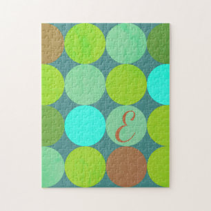 Puzzle Monogramme Cercles Vert Citron Turquoise & Rouille