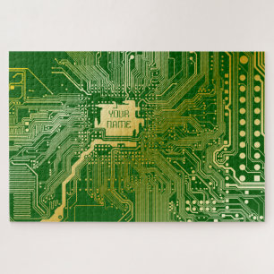 Puzzle Monogramme Circuit Motherboard Electronique Chip T