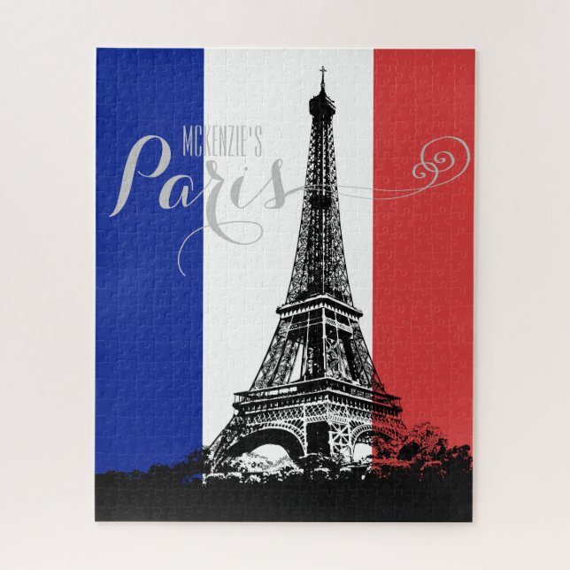 Puzzle Monogramme de drapeau de la France de Tour Eiffel (Vertical)