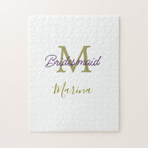 Puzzle Monogramme de tribu de mariée simple en or pour la
