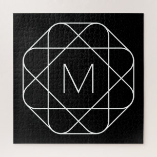 Puzzle Monogramme géométrique noir et blanc
