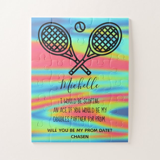 Puzzle Monogramme holographique couleur promposal de tenn (Vertical)