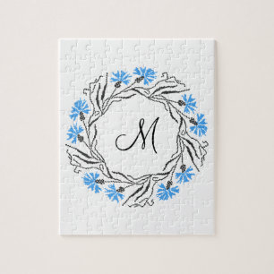 Puzzle Monogramme initial du cercle de Cornflower de poin