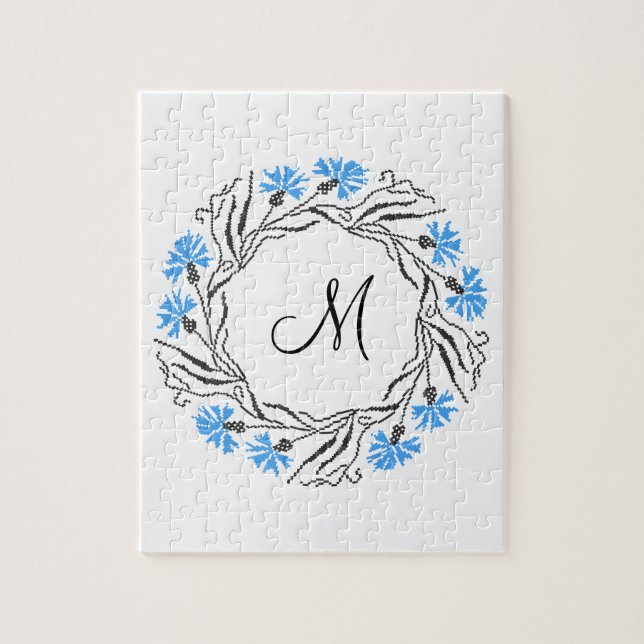 Puzzle Monogramme initial du cercle de Cornflower de poin (Vertical)