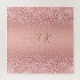 Puzzle Monogramme Luxueux Shimmer Or Rose Élégant