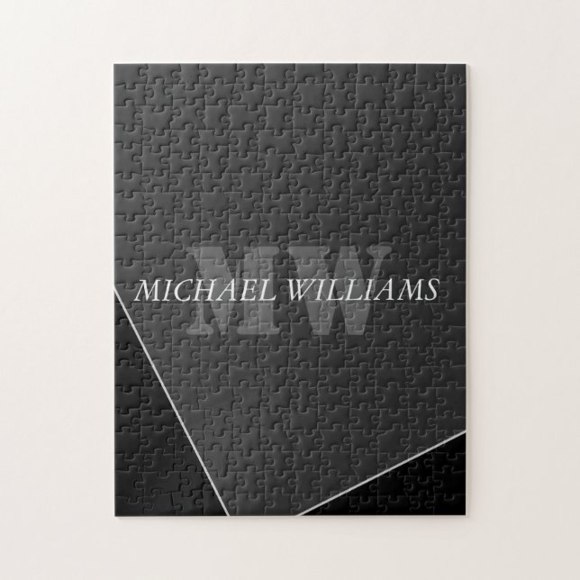 Puzzle Monogramme noir gris artistique moderne (Vertical)