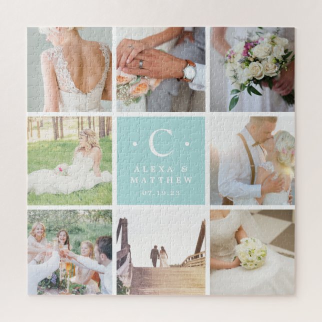 Puzzle Monogramme photo de mariage personnalisé (Vertical)