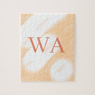 Puzzle Monogramme rétro gras blanc orange pêche pastel no