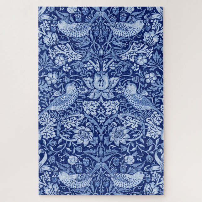 Puzzle Monotone bleu de fraises Thief, William Morris (Vertical)